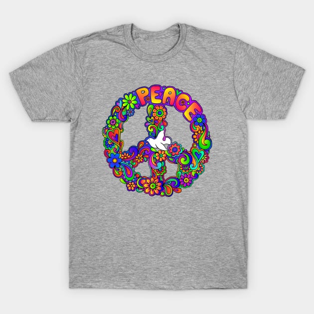 Tie Dye Flower Power Peace Sign T-Shirt by AlondraHanley